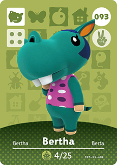 Animal Crossing Amiibokarte 093 Berta/Bertha - Serie 1