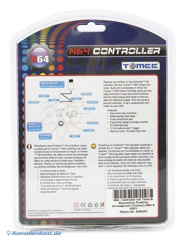 Controller / Pad mit Turbo & Slowmotion transp. [Tomee]