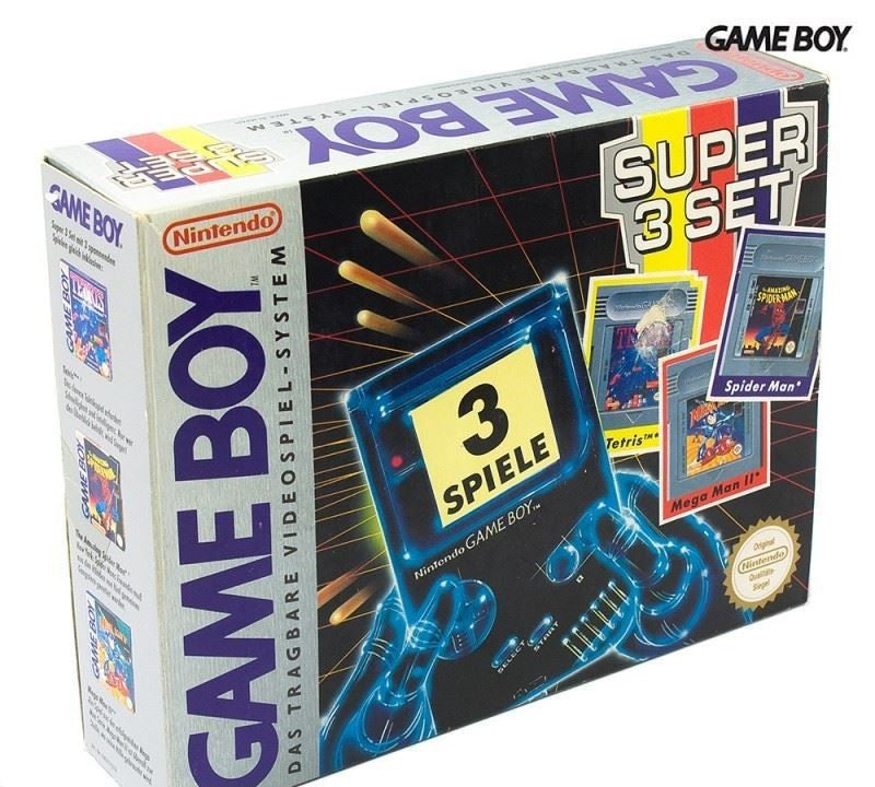 Konsole Classic DMG-01 grau Super 3 Set + 3 Spiele + Original Kopfhörer + Linkkabel
