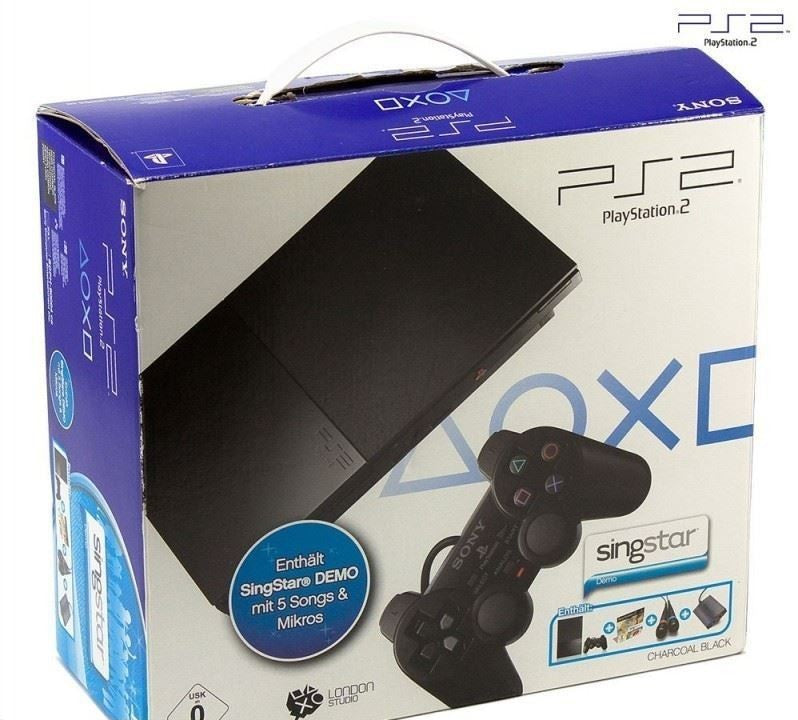 Konsole Slim 2G SCPH-9000x + Original Controller + SingStar Demo + 2 Mikros schwarz