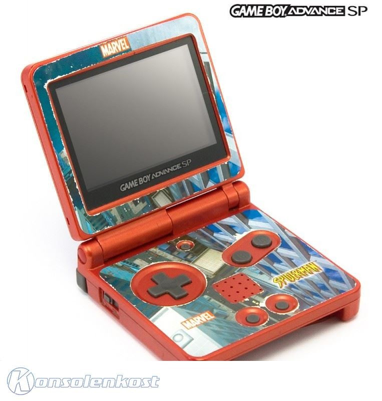 Konsole GBA SP inkl. Netzteil rot Custom Design Ultimate Spider-Man