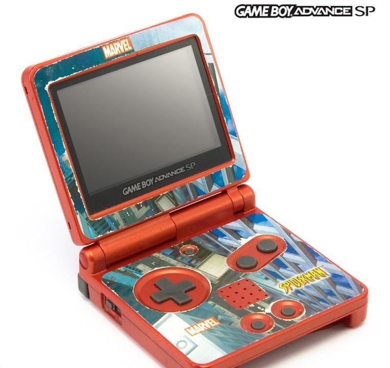 Konsole GBA SP inkl. Netzteil rot Custom Design Ultimate Spider-Man