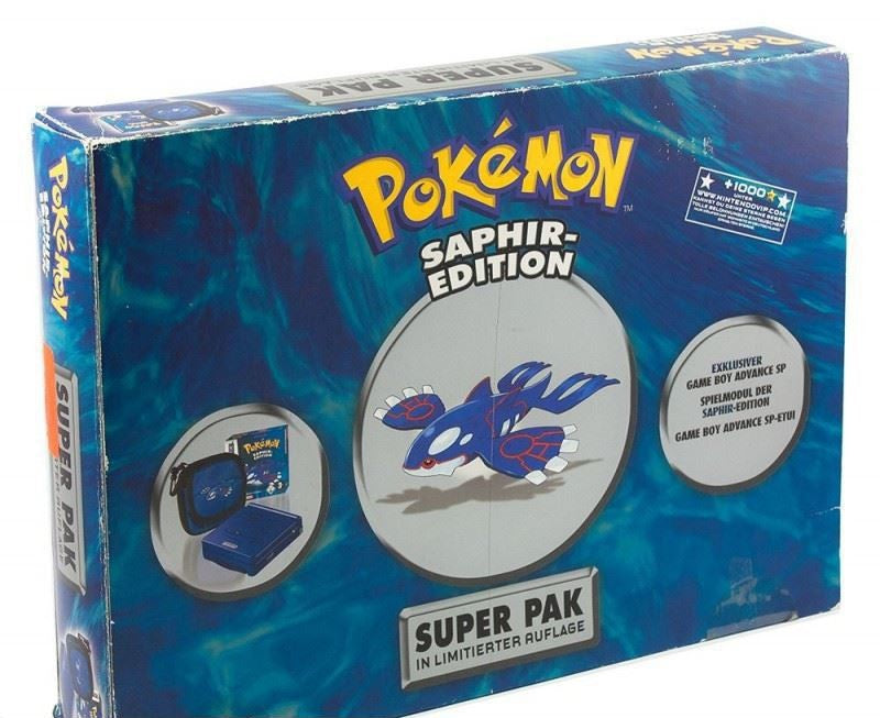 Konsole GBA SP Pokemon Saphir Limited Super Pak Edition + Spiel + Tasche + Zubehör — Pokemon Saphir Limited Super Pak Edition