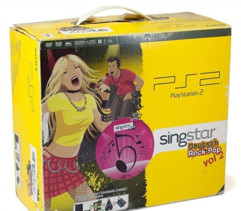Konsole Slim 1G SCPH-7500x + Original Controller + Zubehör SingStar Rock-Pop Vol. 2 Bundle