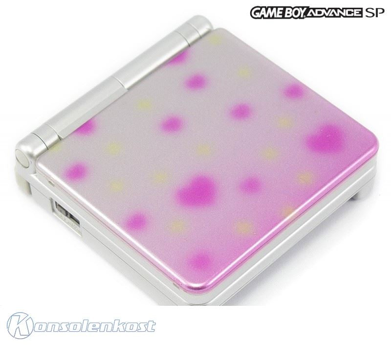 Konsole GBA SP inkl. Netzteil Custom Case Design Pink Hearts