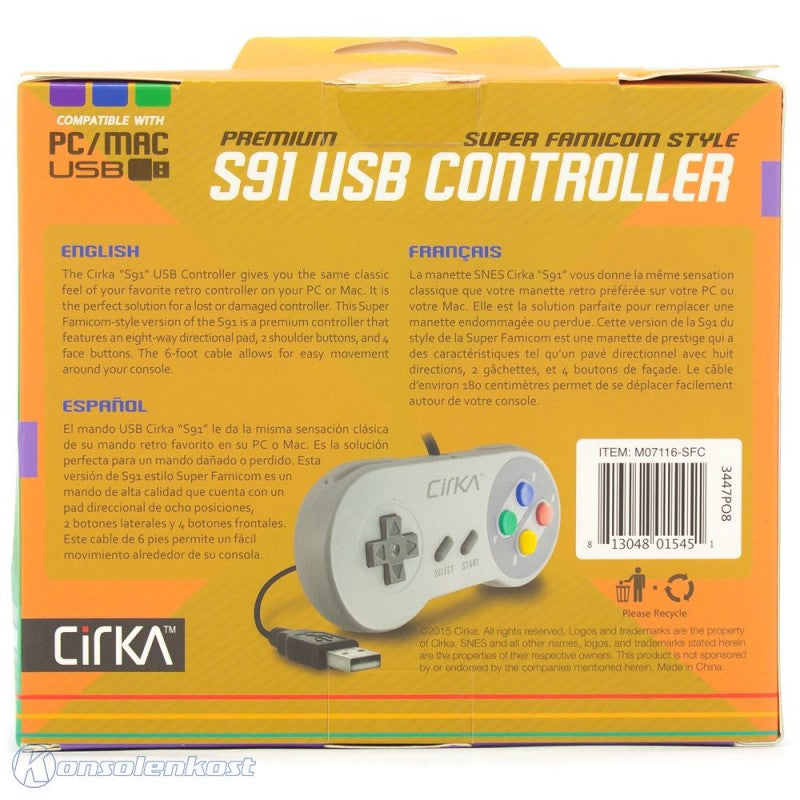 USB Controller / Pad grau SNES Classic PAL Design [CirKa]
