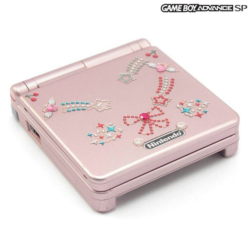 Konsole GBA SP inkl. Netzteil pink Custom Case Mod Glitter Star