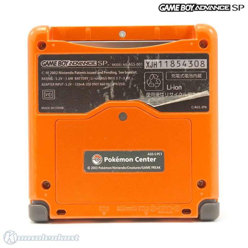 Konsole GBA SP Torchic Orange Pokemon Center + Faceplate + Netzteil