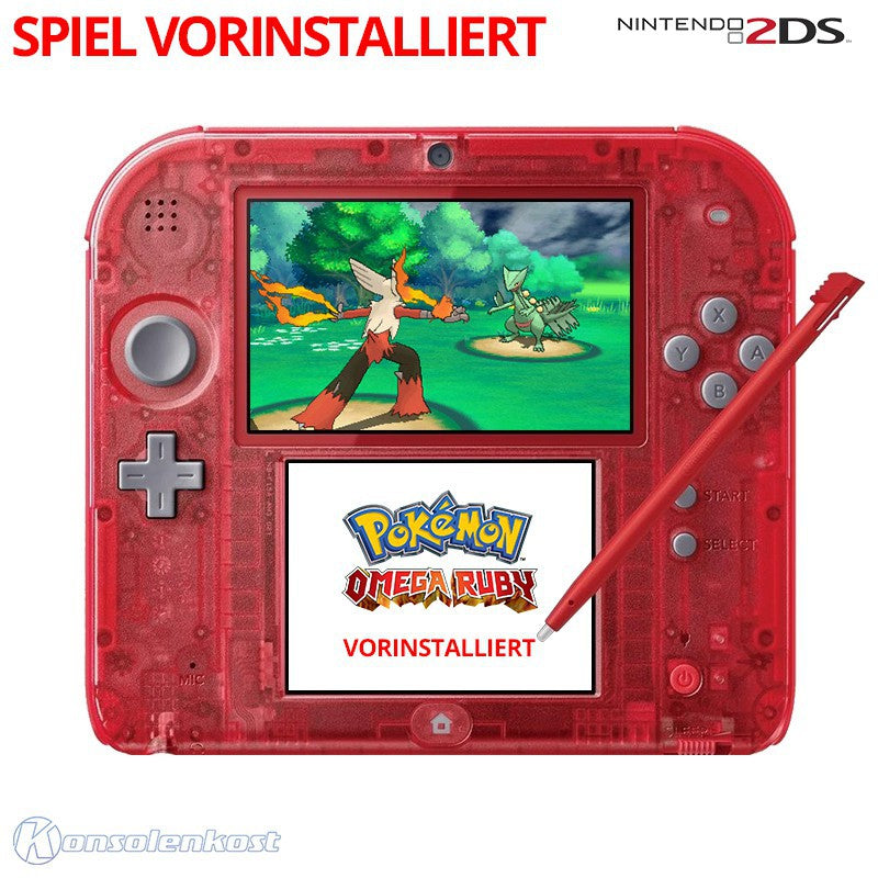 Konsole rot-transp. Pokemon Omega Rubin Edition + Spiel + Netzteil — rot-transp. Pokemon Omega Rubin Edition