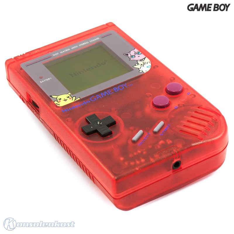 Konsole Classic DMG-01 Custom Case rot-transp. + Pokemon / Pikachu Display
