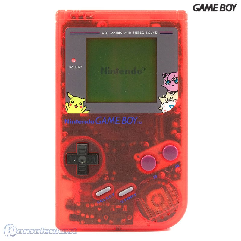 Konsole Classic DMG-01 Custom Case rot-transp. + Pokemon / Pikachu Display