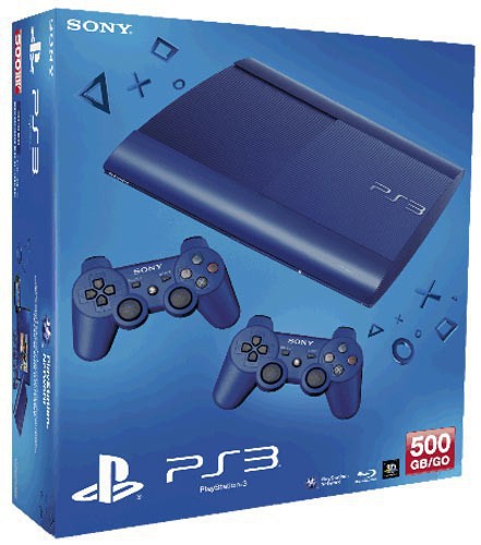 Konsole Super Slim 500GB blau + 2 Original Controller