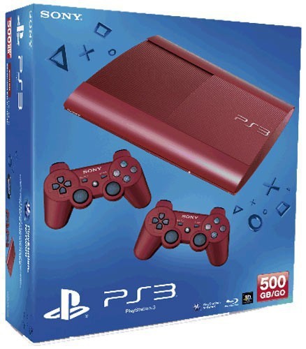 Konsole Super Slim 500GB rot + 2 Original Controller