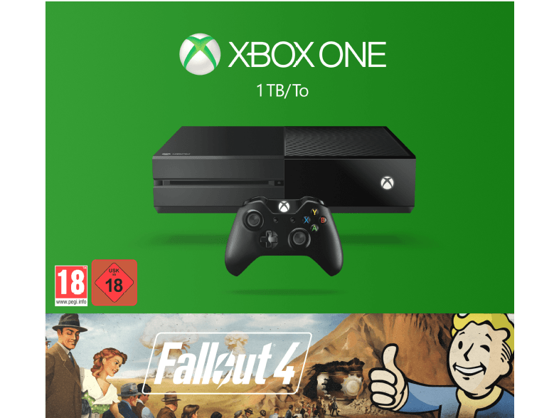 Konsole 1TB schwarz + Fallout 4 + Original Controller