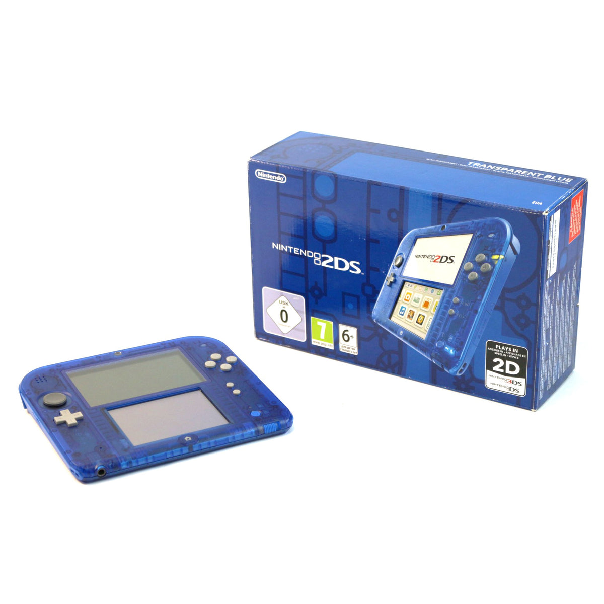 Konsole blau-transparent / graue Tasten + Netzteil