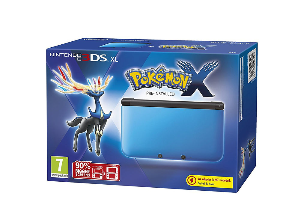 Konsole XL Pokemon X Edition blau + Spiel + Netzteil