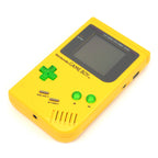 Konsole Classic DMG-01 Custom Case gelb + grüne transp. Buttons + Backlight weiß
