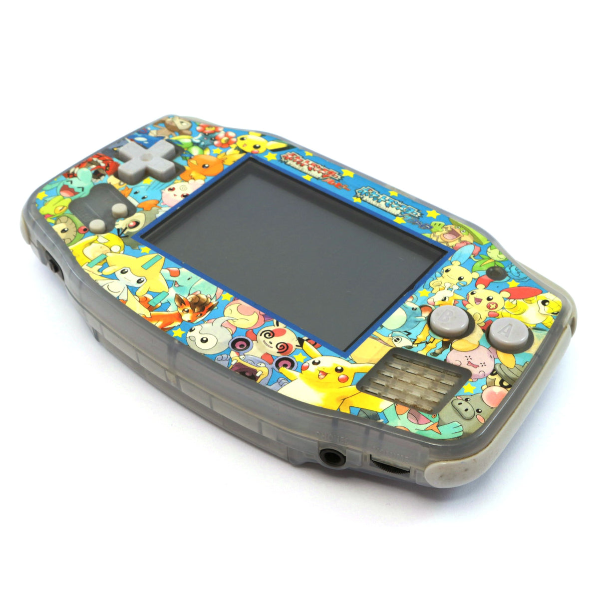 Konsole GBA Clear Blue Custom Design Pokemon Rubin / Saphir