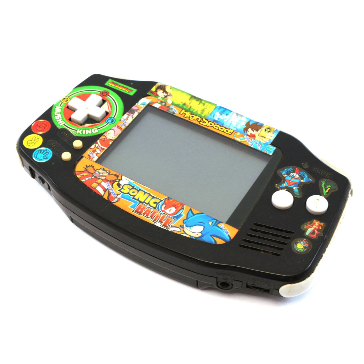 Konsole GBA Schwarz Custom Design Mushi King & Sonic Battle