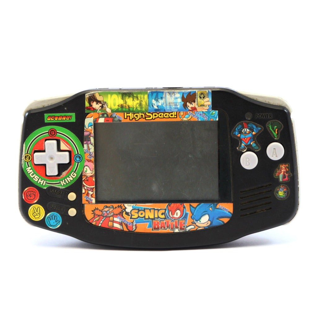 Konsole GBA Schwarz Custom Design Mushi King & Sonic Battle