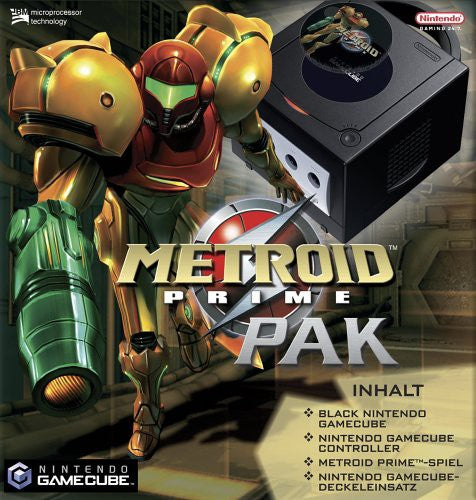 Konsole Metroid Prime Pak schwarz + Spiel + Original Controller