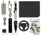 Konsole - Mario Kart Pak schwarz + Spiel + Original Remote Plus + Lenkrad + Zubehör