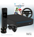 Konsole - Mario Kart Pak schwarz + Spiel + Original Remote Plus + Lenkrad + Zubehör