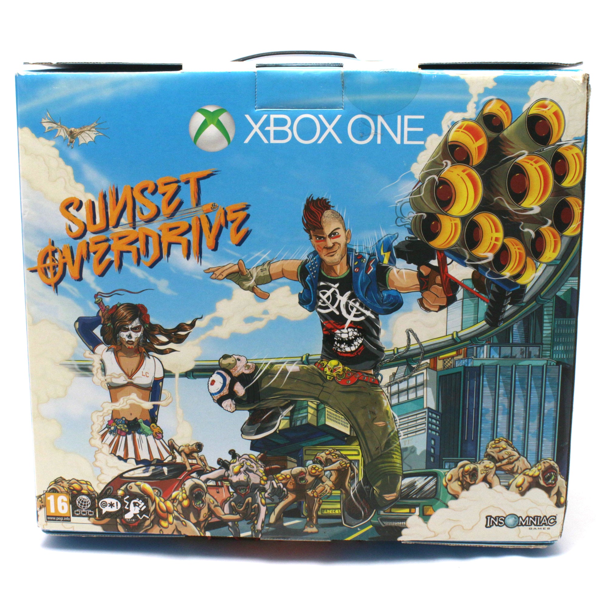Konsole 500GB weiß+ Sunset Overdrive + Orig. Controller + Zub.
