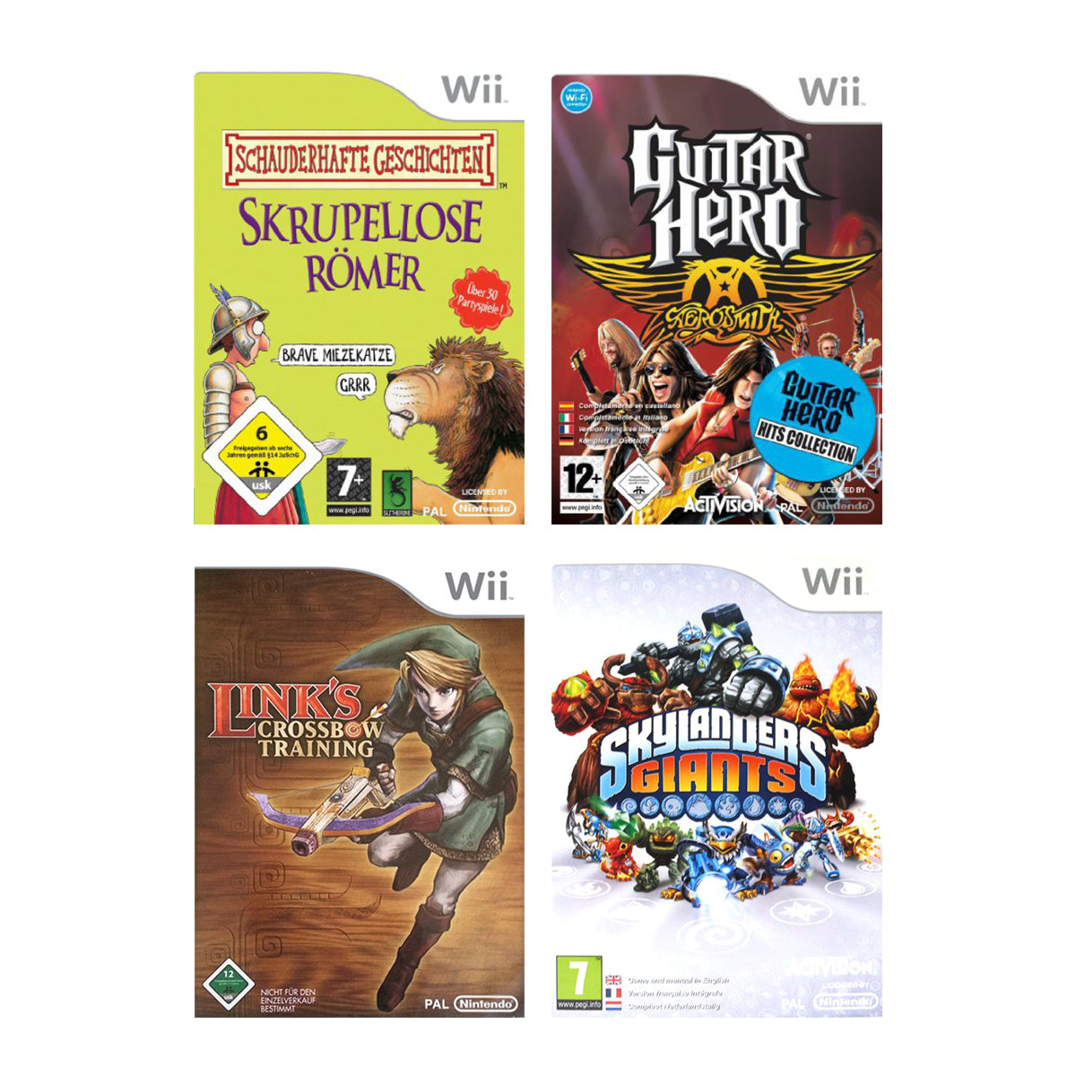 SONDERPOSTEN: Schauderhafte Geschichten + Guitar Hero: Aerosmith + Link's Crossbow Training + Skylanders: Giants