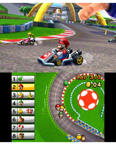 Konsole XL Mario Kart 7 Edition silber + Spiel vorinst. + Netzteil