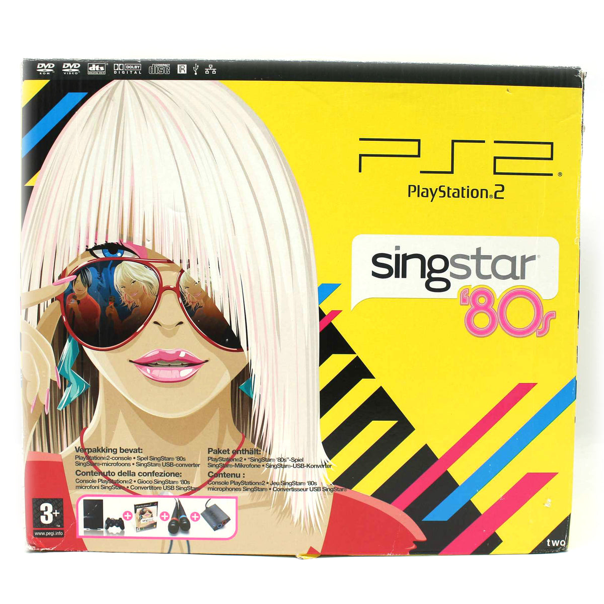 Konsole Slim SingStar '80s + Spiel + Original Controller + Zubehör