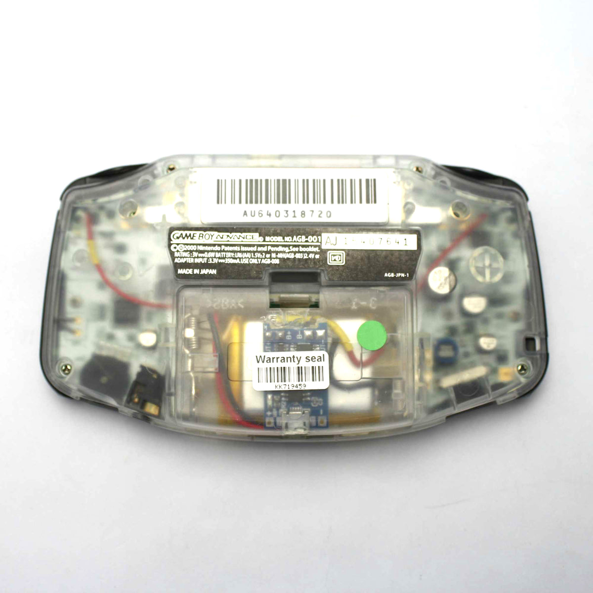 Konsole IPS V2 clear mod + eingebauter Akku + Micro USB Kabel + Ständer