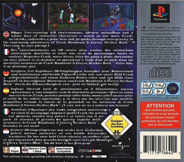 Crash Bandicoot 2: Cortex Strikes Back (EU) — Platinum