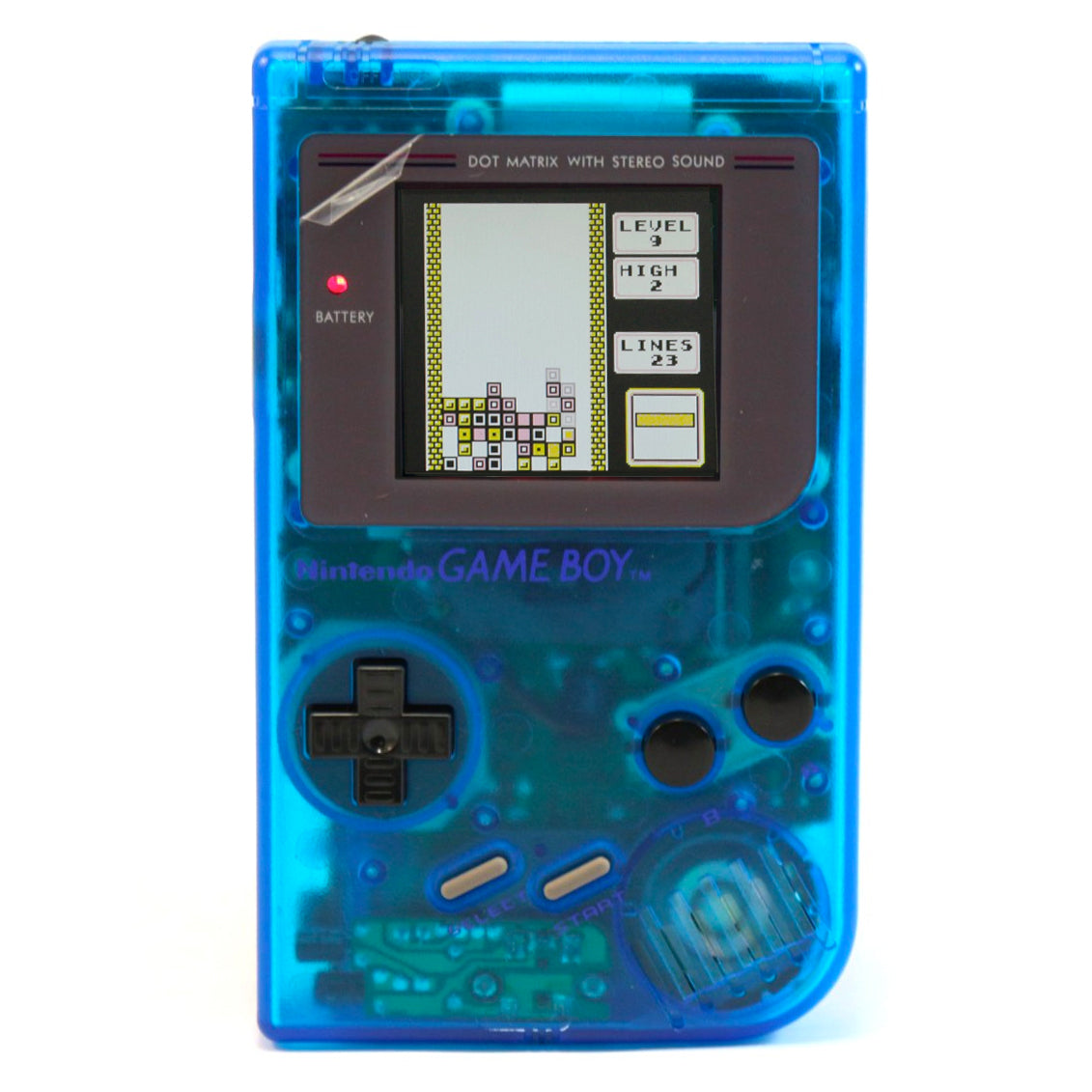 Konsole Classic DMG-01 blau-transparent IPS V5 LCD Display Mod