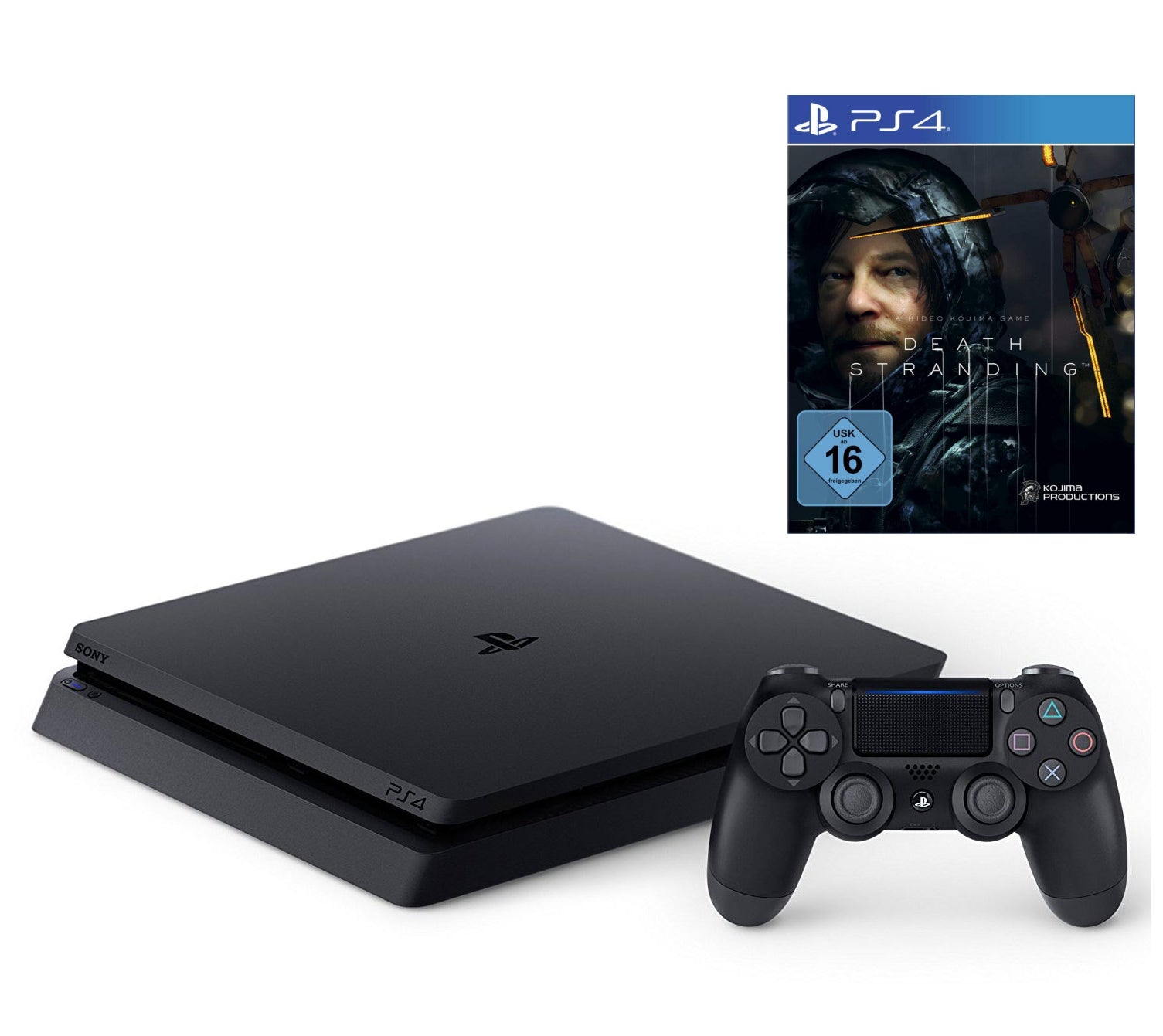Konsole Slim 1TB schwarz + Death Stranding + Original Controller