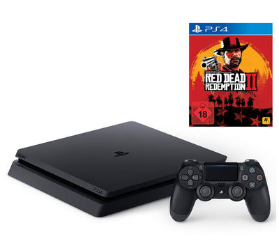 Konsole Slim 1TB schwarz + Red Dead Redemption II + Original Controller