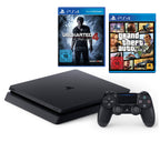 Konsole Slim 1TB schwarz + GTA 5 + Uncharted 4 + Original Controller
