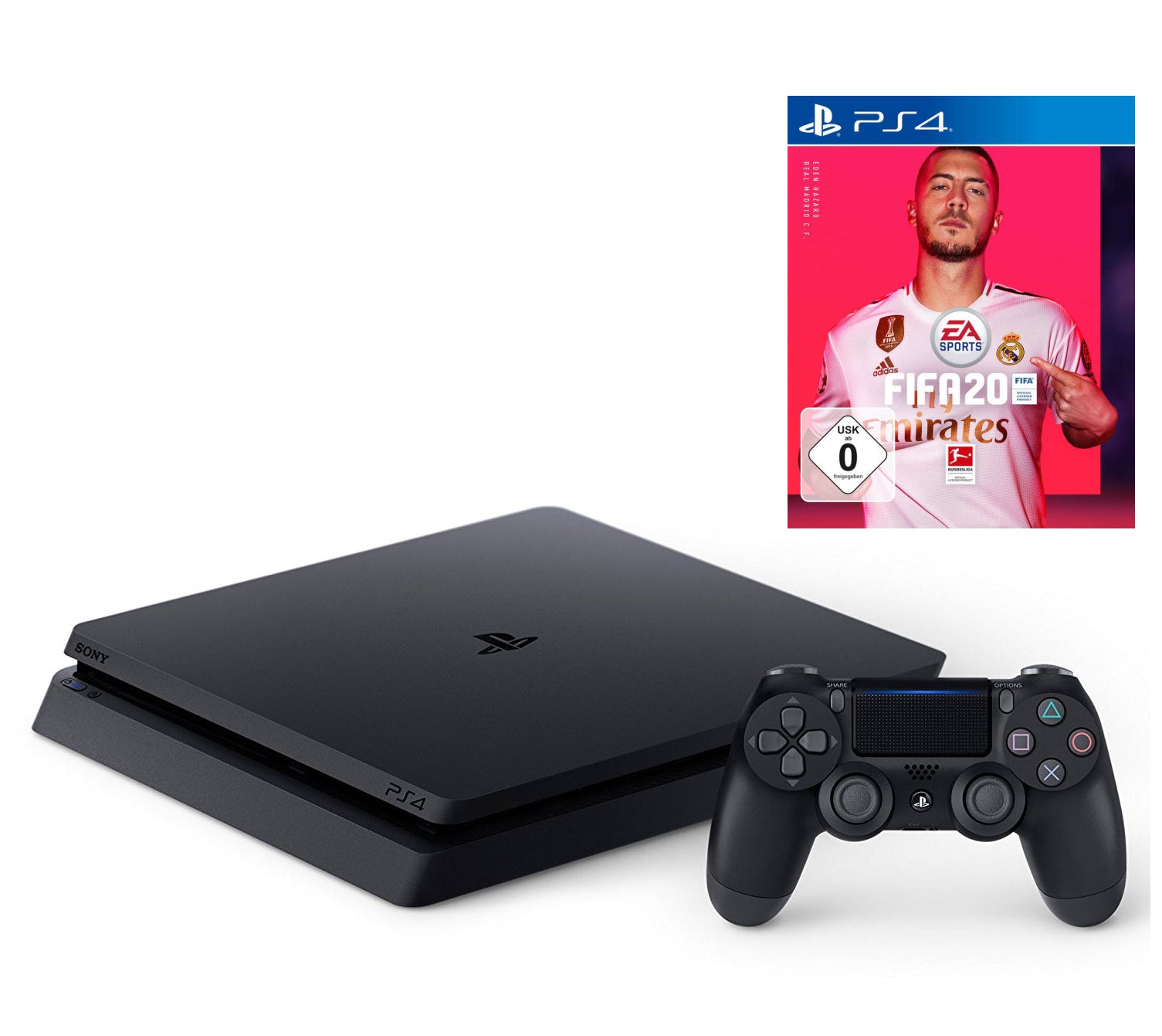 Konsole Slim 1TB schwarz + Fifa 20 + Original Controller