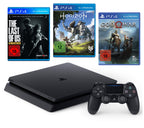 Konsole Slim 1TB schwarz + GoW + Last of Us + Horizon ZD + Original Controller