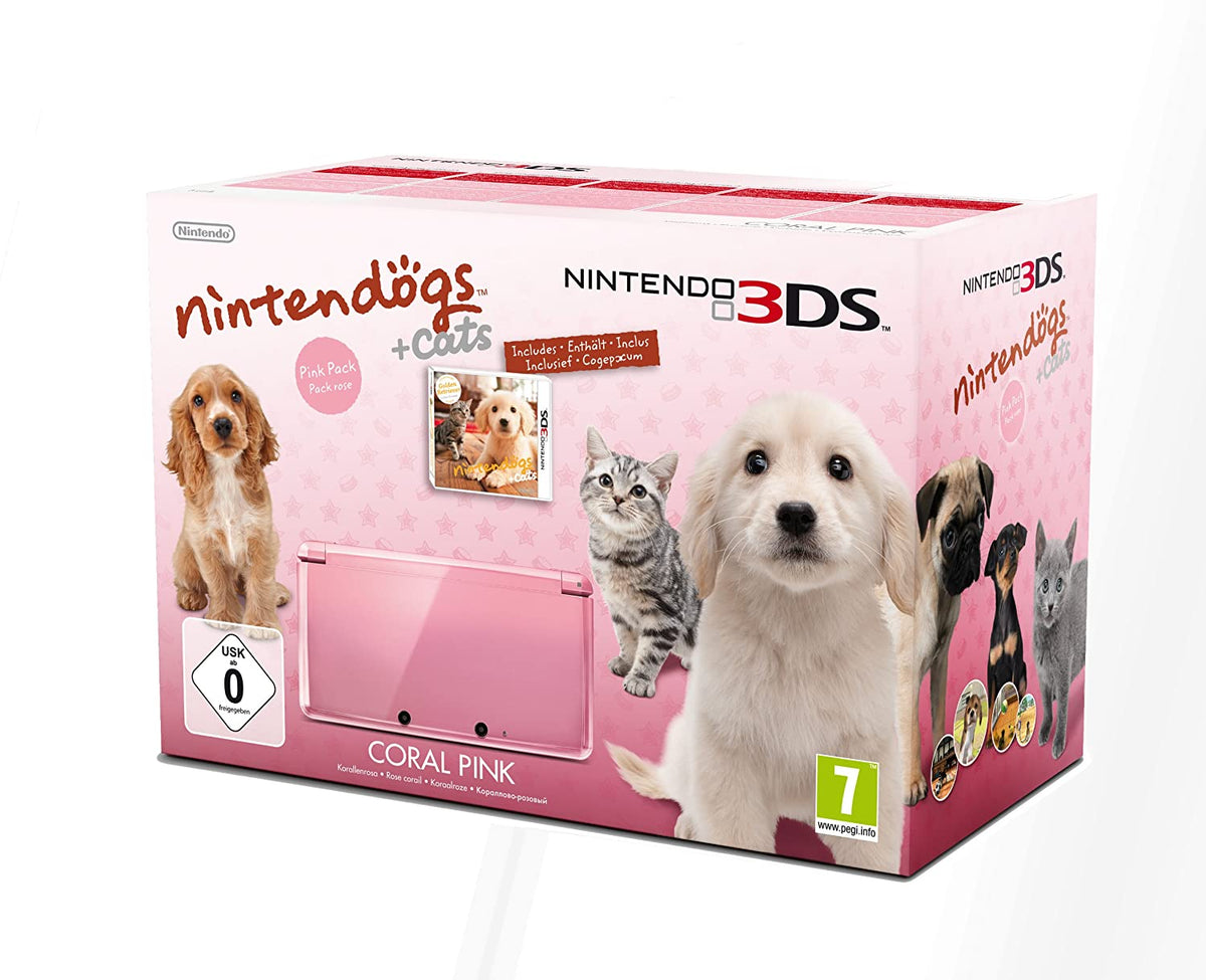 Konsole Coral Pink Nintendogs Edition + Spiel + Netzteil