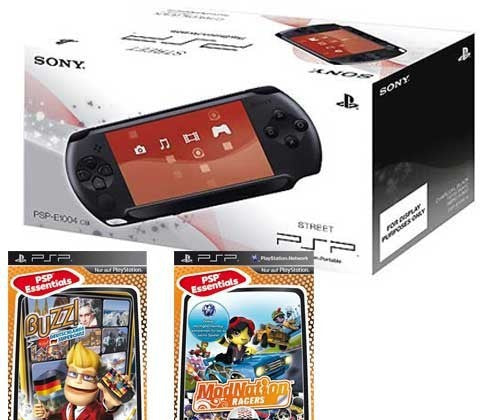 Konsole Street E1004 Charcoal Black / schwarz + ModNation Racers + Buzz Deutschlands Superquiz + Netzteil