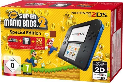 Konsole + Spiel vorinst. + Netzteil schwarz-blau Mario Bros. 2 Edition