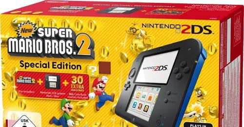 Konsole + Spiel vorinst. + Netzteil schwarz-blau Mario Bros. 2 Edition