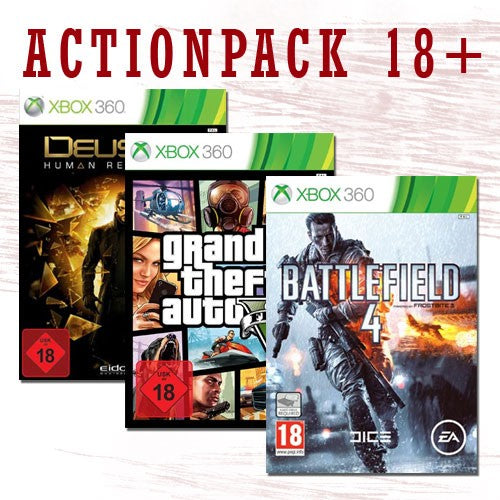 3 in 1 Actionpack: Deus Ex: Human Revolution + Grand Theft Auto V + Battlefield 4