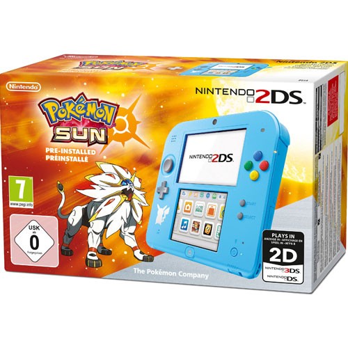 Konsole hellblau Pokémon Sonne Edition + Spiel vorinstalliert + Netzteil — hellblau Pokémon Sonne Edition