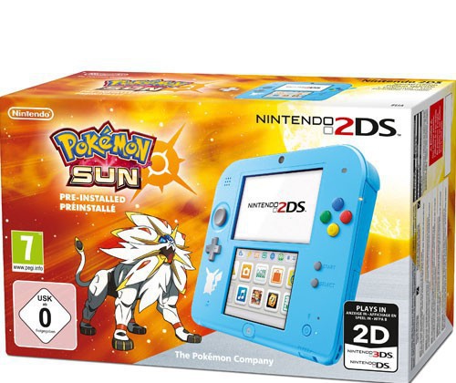 Konsole hellblau Pokémon Sonne Edition + Spiel vorinstalliert + Netzteil — hellblau Pokémon Sonne Edition