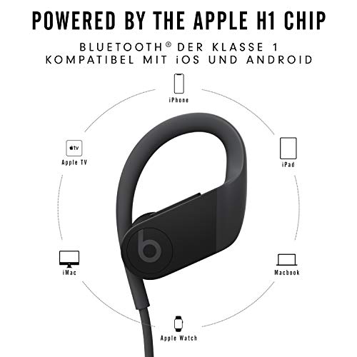 Powerbeats Wireless High-Performance In-Ear Kopfhörer - Apple H1 Chip, Bluetooth der Klasse 1, 15 Stunden Wiedergabe, Schweißbeständige In-Ear Kopfhörer - schwarz [Beats by Dr. Dre]