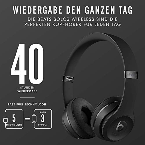 Beats Solo3 Wireless On-Ear Headphones – Apple W1 Chip, Bluetooth der Klasse 1, 40 Stunden Wiedergabe – schwarz [Beats by Dr. Dre]