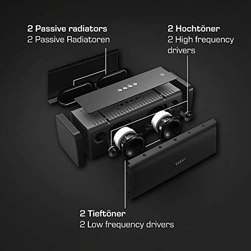 DOCKIN D FINE Bluetooth Lautsprecher - 50 Watt Stereo HiFi Speaker, mit integrierter Powerbank, wasserdichte schwarz [DOCKIN]