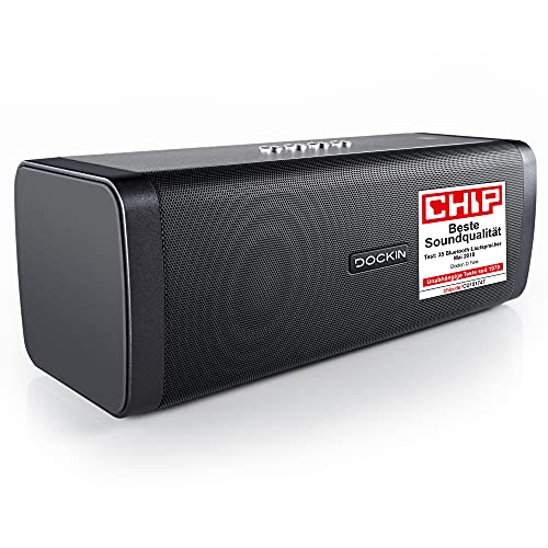 DOCKIN D FINE Bluetooth Lautsprecher - 50 Watt Stereo HiFi Speaker, mit integrierter Powerbank, wasserdichte schwarz [DOCKIN]
